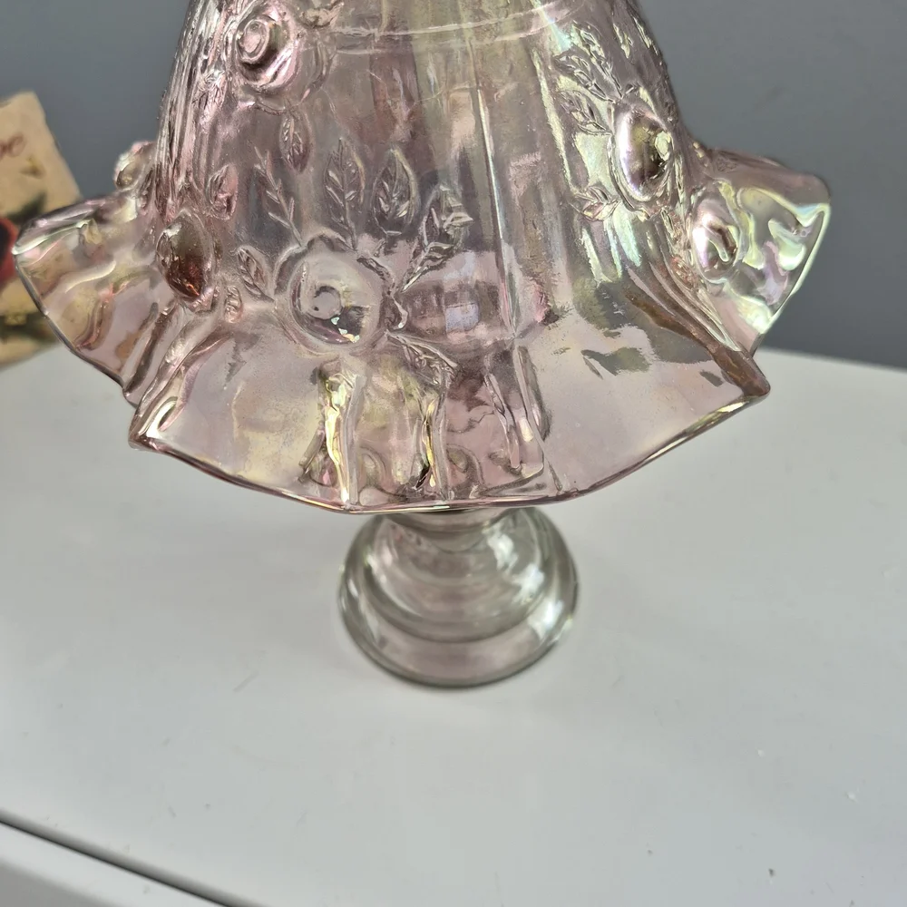 Fenton/homco Vintage Dusty Irridecent Rose Fairy Lamp - Picture 2 of 9